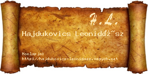 Hajdukovics Leonidász névjegykártya